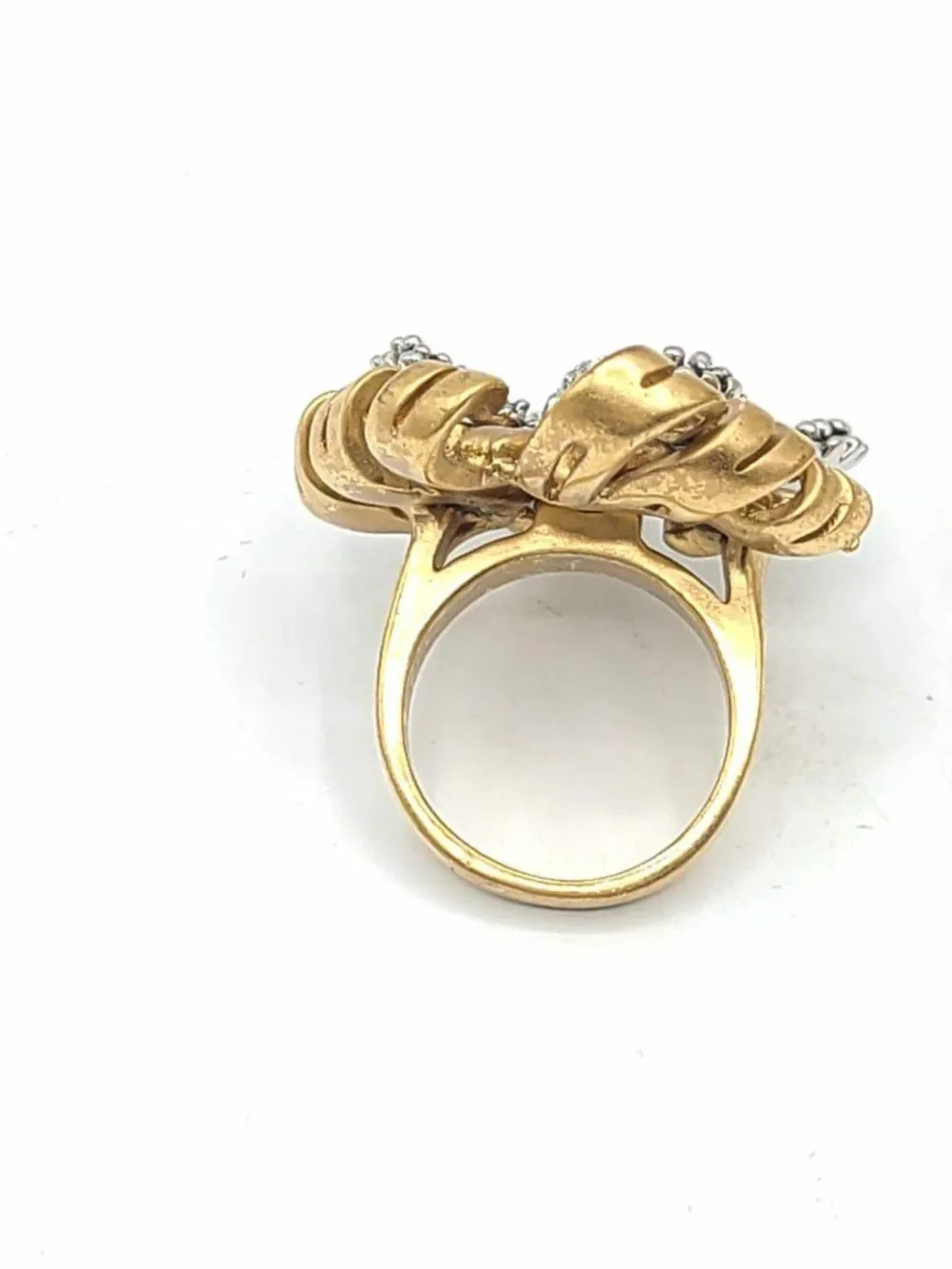 J Crew Gold Tone Pave Crystal Ring size 7